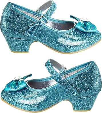 Zapatos de Frozen de Disney - Zapatos Mary Jane planos con tiras y lazo para niñas - Disfraz de princesa con personaje y flores para fiestas escolares - Zapatos para niñas pequeñas