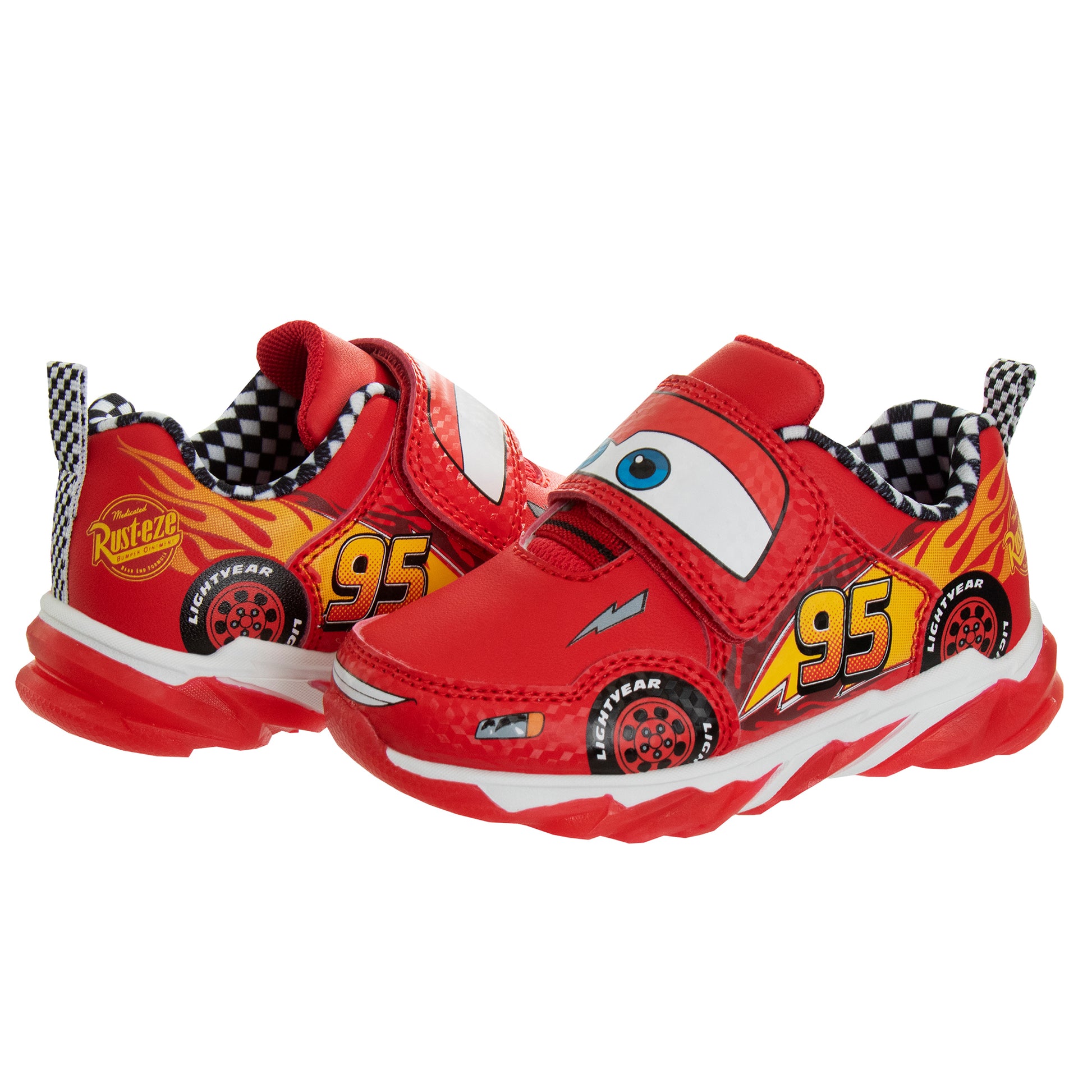 Zapatillas deportivas con luces LED de Disney Pixar Cars: zapatillas ligeras y transpirables de Lightning McQueen para niños (talla para niños pequeños)