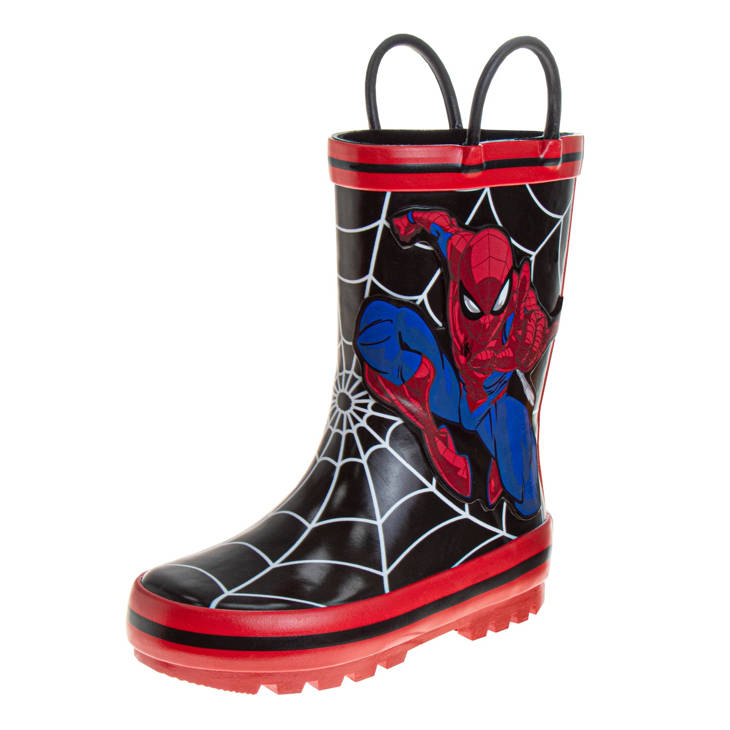 Botas de lluvia impermeables con tirador fácil de tirar para niños de Spiderman (para bebés y niños pequeños)