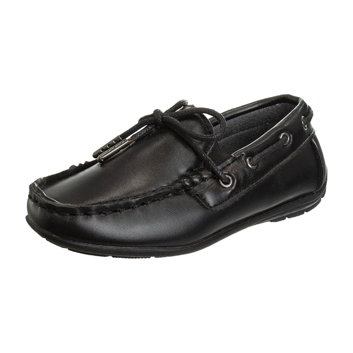 Mocasines de conducción Josmo para niños - Zapatos náuticos informales sin cordones Penny - Negro (5 niños pequeños)