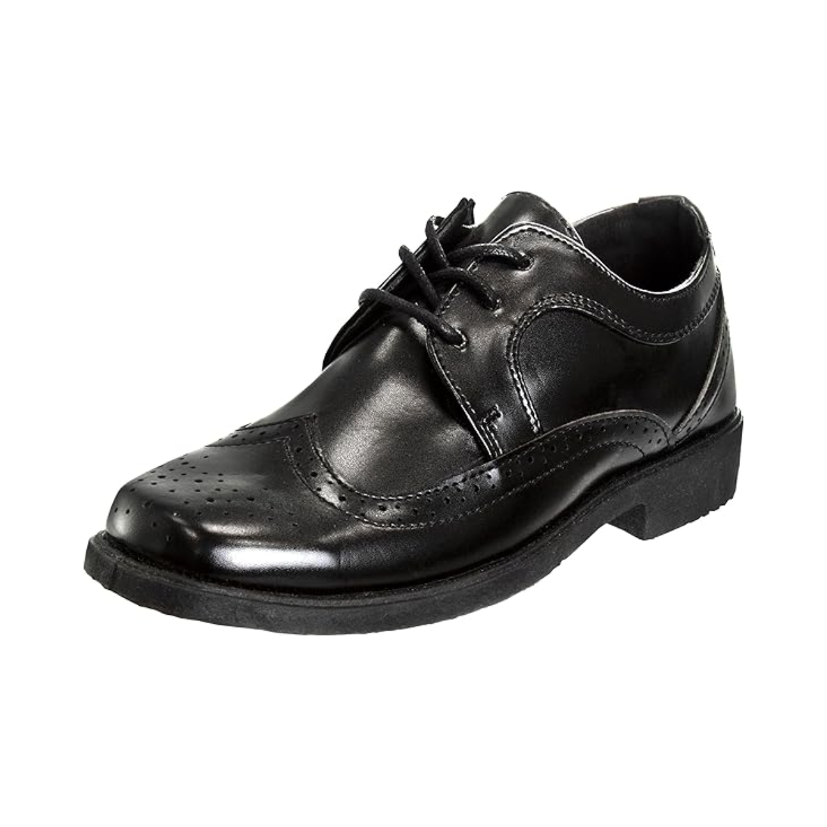 Josmo Boys Classic Comfort Dress Wing-Tip Oxford Shoe (niño pequeño, niño pequeño, niño grande), talla 7 para niños pequeños, negro