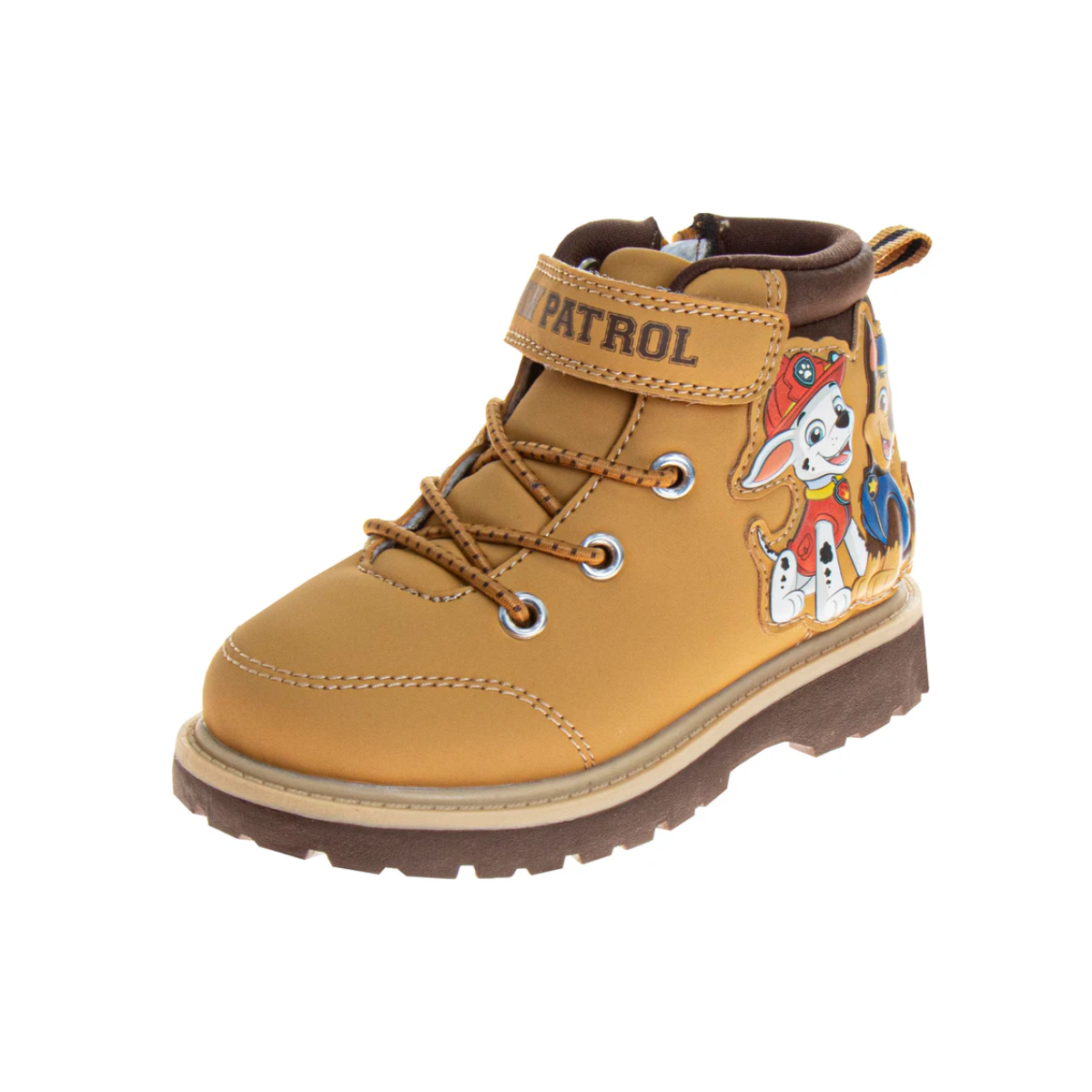 Botas de la Patrulla Canina Josmo para niños con cordones hasta la pantorrilla - Botas de trabajo Chase Marshall para construcción, senderismo, caminatas, escalada, color tostado (para niños pequeños)