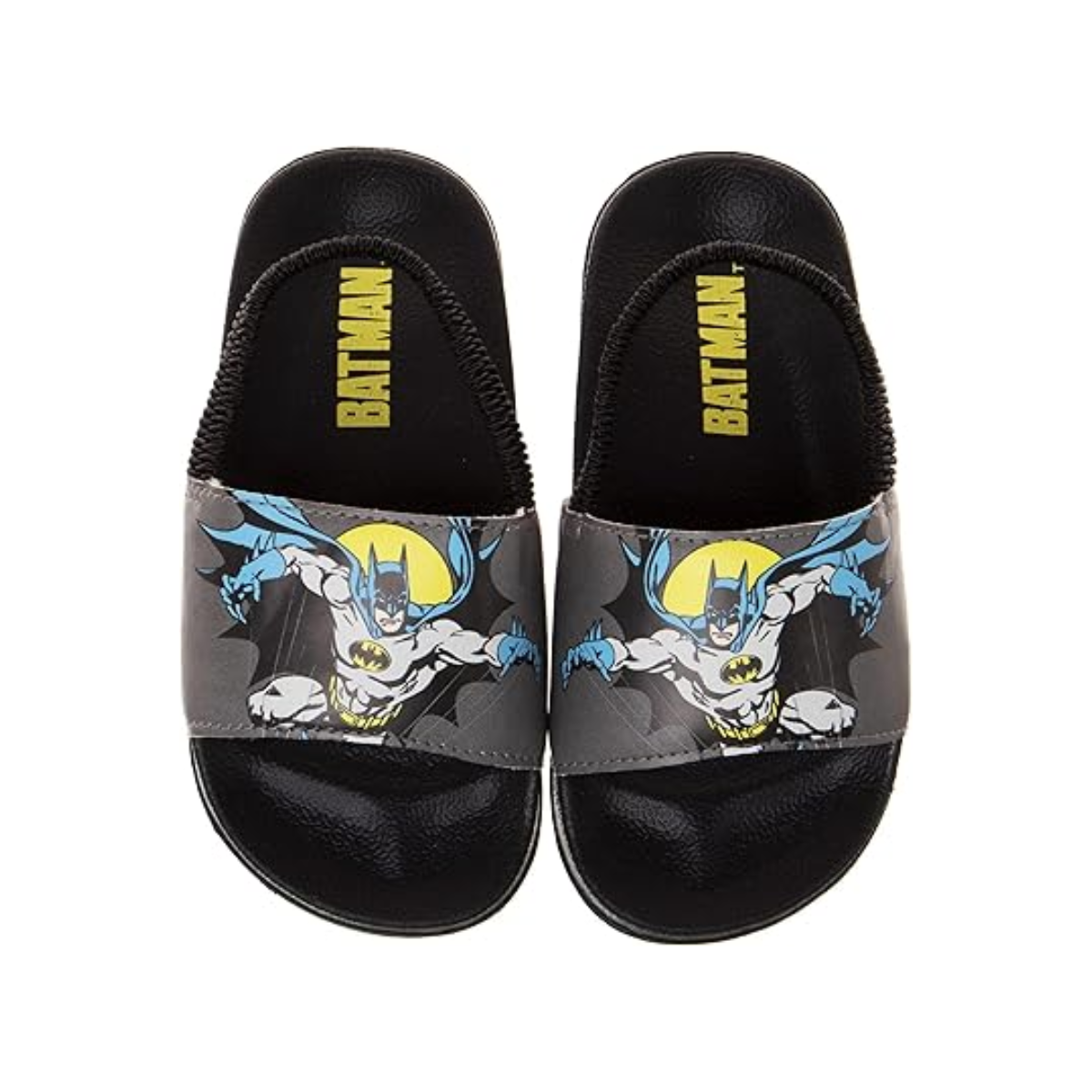 Sandalias de playa con tiras traseras y sin cordones Batman Slides (para niños pequeños y pequeños)