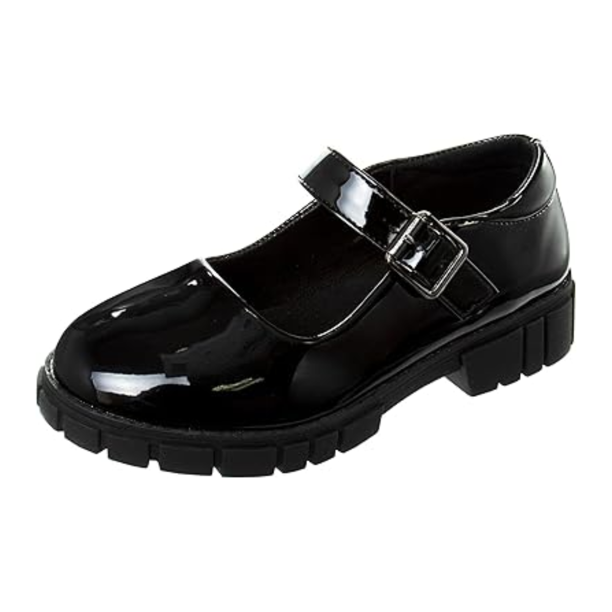 Zapatos Mary Jane con tiras en el tobillo y punta redonda para niñas de French Toast - Zapatos de vestir Oxford con plataforma gruesa Mary Jane - Negro (talla 7 para niñas pequeñas)