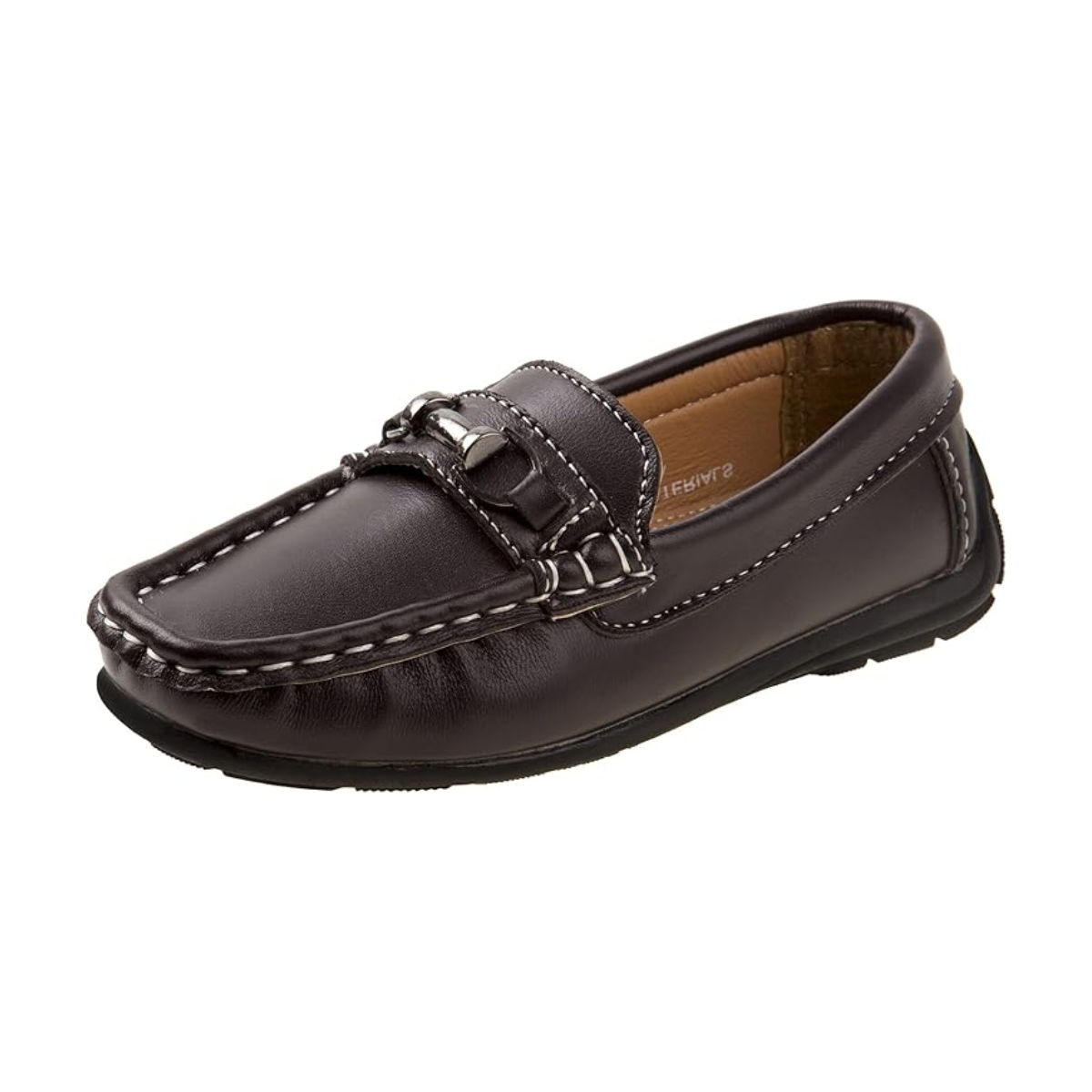 Zapatos para niños Josmo: mocasines náuticos informales (para niños pequeños/niños grandes), talla 5 para niños pequeños, hebilla cuadrada negra