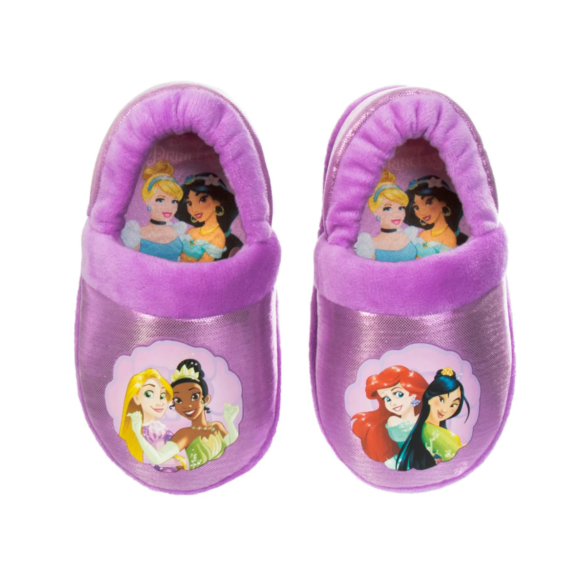 Disney Princess Slippers Cinderella Jasmine Ariel Rapunzel Tianna Belle - Plush Lightweight Warm Comfort Soft Aline Girls toddler House Slipper - Pink Bow (Toddler - Little Kid)