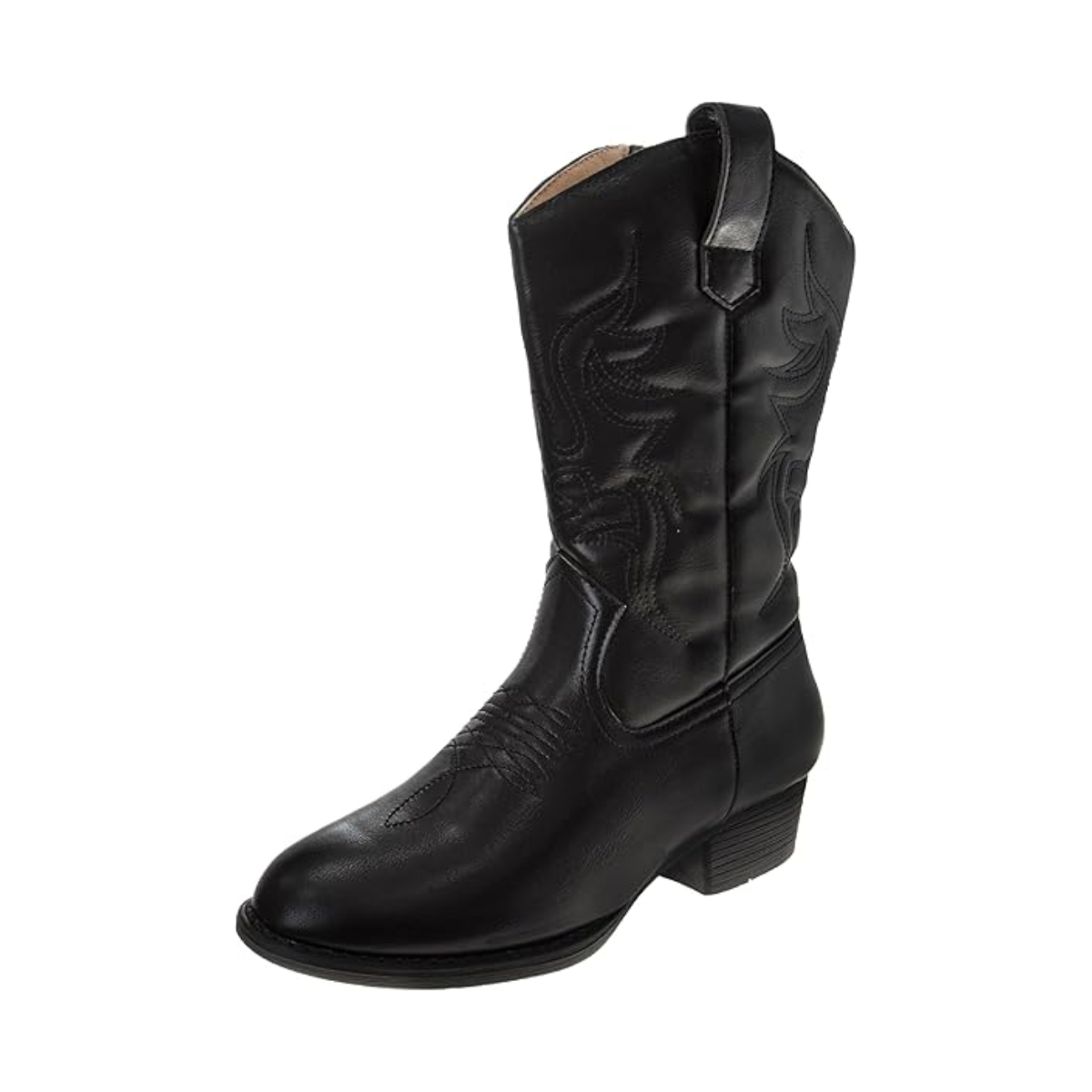 Botas vaqueras de estilo western para mujer de Josmo: botas vaqueras de estilo western hasta la pantorrilla para mujer, color negro (talla 6 para adultos)