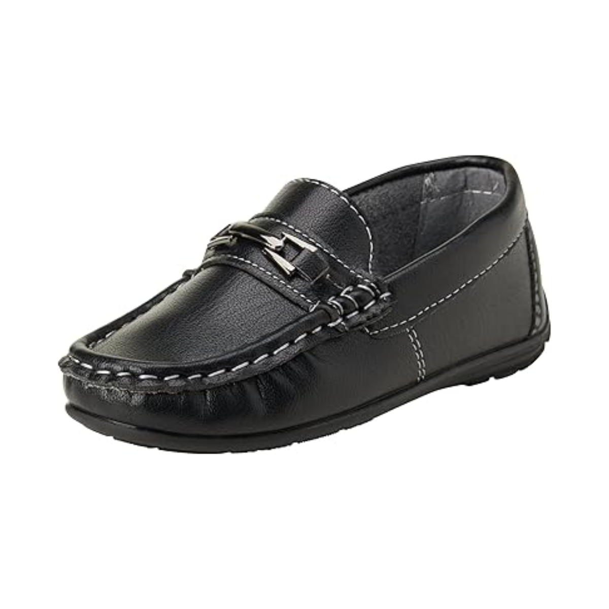 Zapatos para niños Josmo: mocasines casuales de cuero sintético para conducir (talla: 5T-5 para niños grandes), talla 5 para niños pequeños, color negro