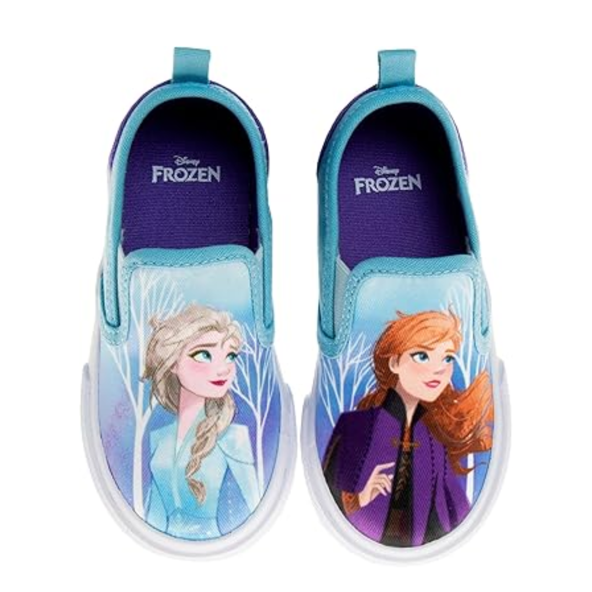 Zapatos de Disney Elsa Frozen para niñas pequeñas, mocasines con personajes, zapatillas de lona informales sin cordones y de caña baja (para niños pequeños y pequeños)