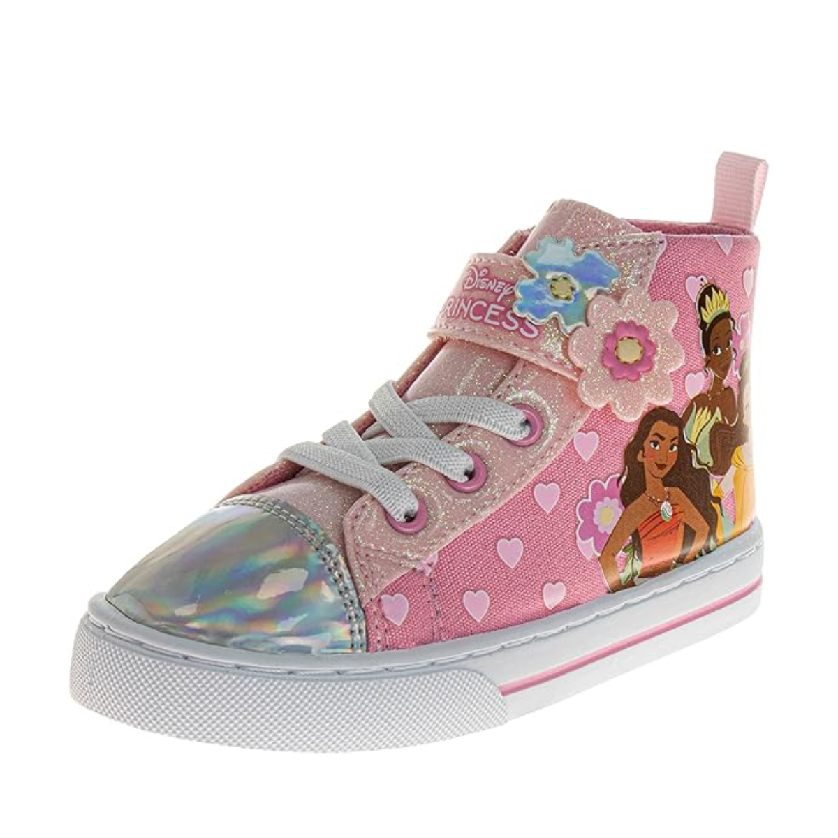 Zapatillas deportivas informales de lona de Disney para niñas, zapatillas deportivas sin cordones con personajes de princesas, con luces moradas (para bebés y niños pequeños)