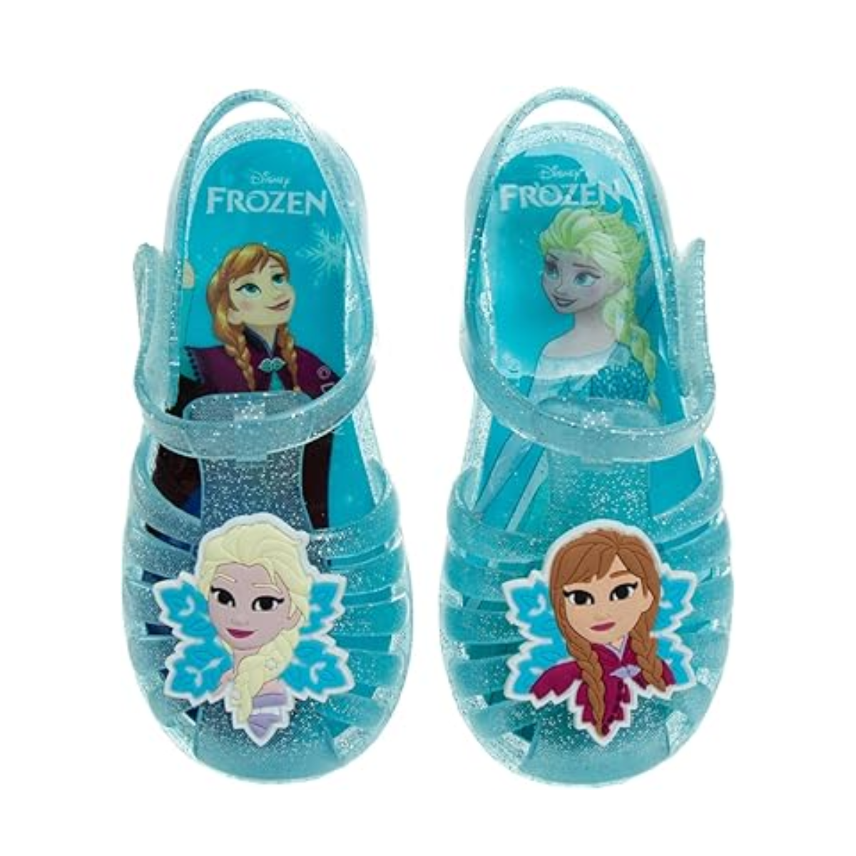 Sandalias de gelatina con personajes favoritos de Frozen de Disney: chanclas de verano para playa, sin cordones, para el agua (azul) (niño pequeño)