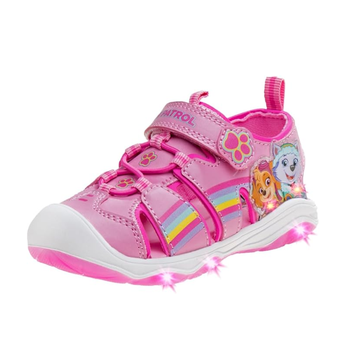 Zapatos con luces de la Patrulla Canina para niñas de Nickelodeon - Sandalias de verano - Zapatos para el agua para niños - Skye Everest Beach Correa ajustable Punta cerrada Deporte al aire libre Personaje héroe Luces (Niño pequeño/niña pequeña)