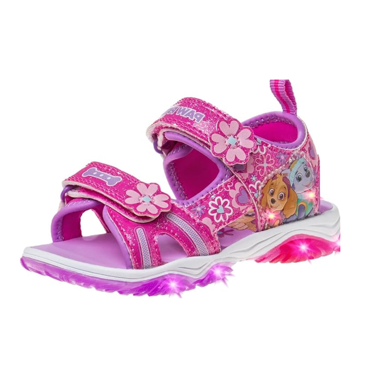 Zapatos con luces de la Patrulla Canina para niñas de Nickelodeon - Sandalias de verano - Zapatos para el agua para niños - Skye Everest Beach Correa ajustable Punta abierta Deporte al aire libre Personaje de héroe Luces (Niño pequeño/niña pequeña)