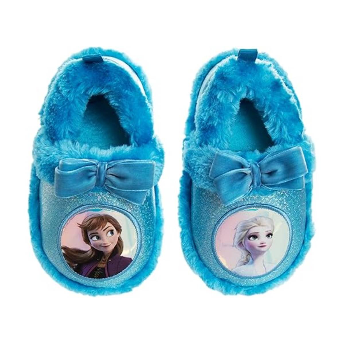 Disney Frozen Slippers Non-Slip Lightweight Comfy - Elsa Anna Fluffy Warm Comfort Soft Aline Plush Girls House Shoes - Ice Blue (Toddler - Little Kid)