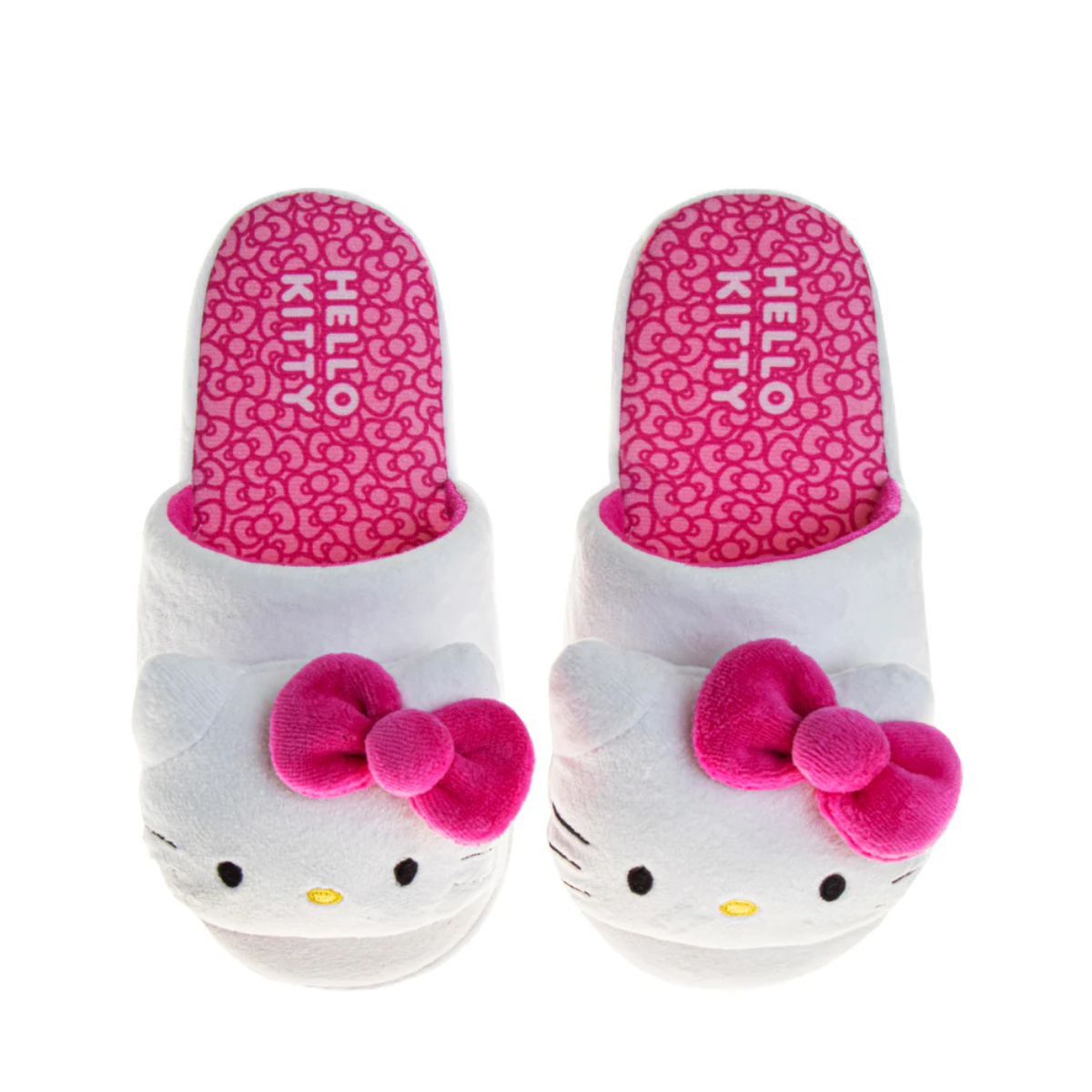 Pantuflas Josmo Hello Kitty para niñas - Pantuflas de interior de felpa con forma de gato en color blanco Kitty - Fucsia blanco (para bebés, niños pequeños y niños grandes)