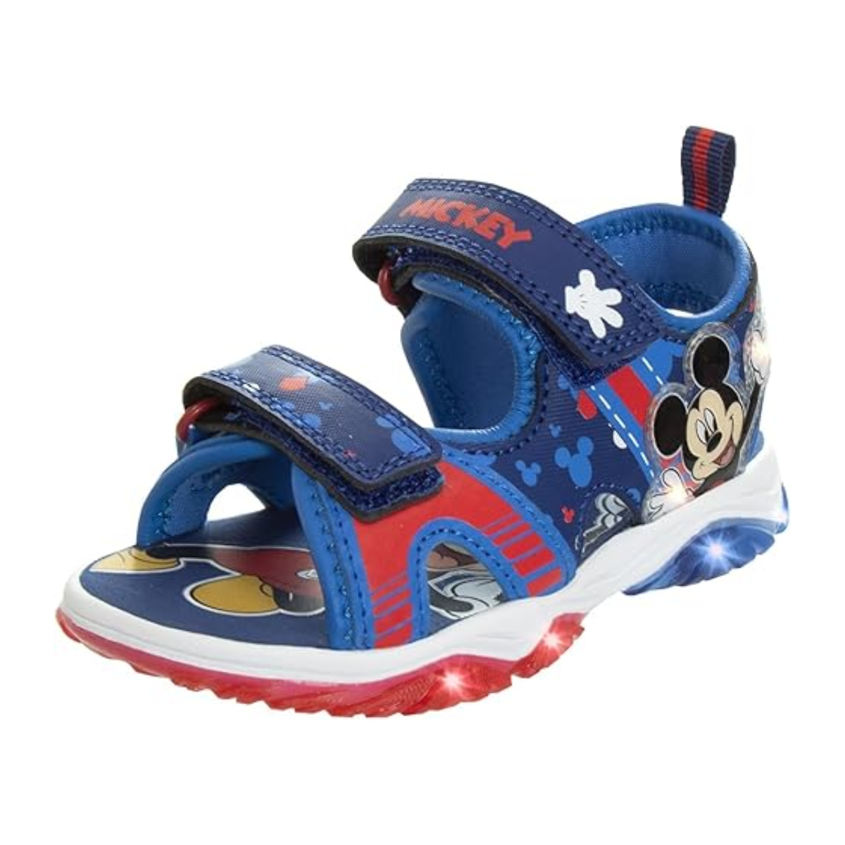 Disney Mickey Mouse Sandals LED LightUp Adjustable Strap Open Toe - Kids Boys Mickey Mouse Slides Water Shoes (Toddler-Little Kid)