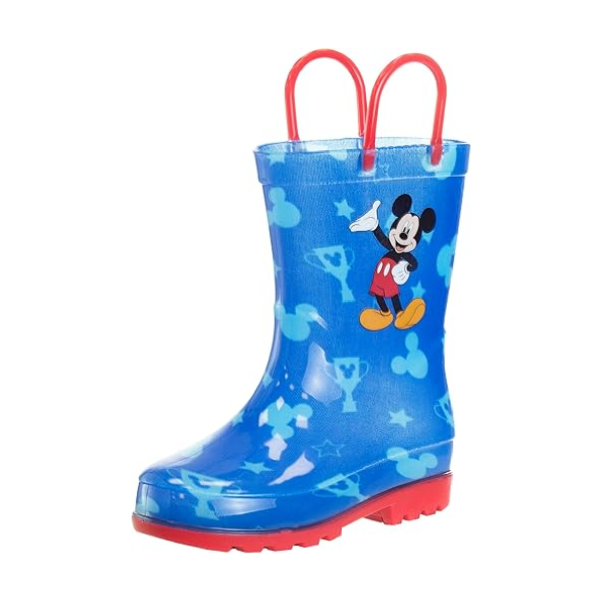 Botas de lluvia impermeables de Mickey Mouse con asa fácil de tirar (para niños pequeños)