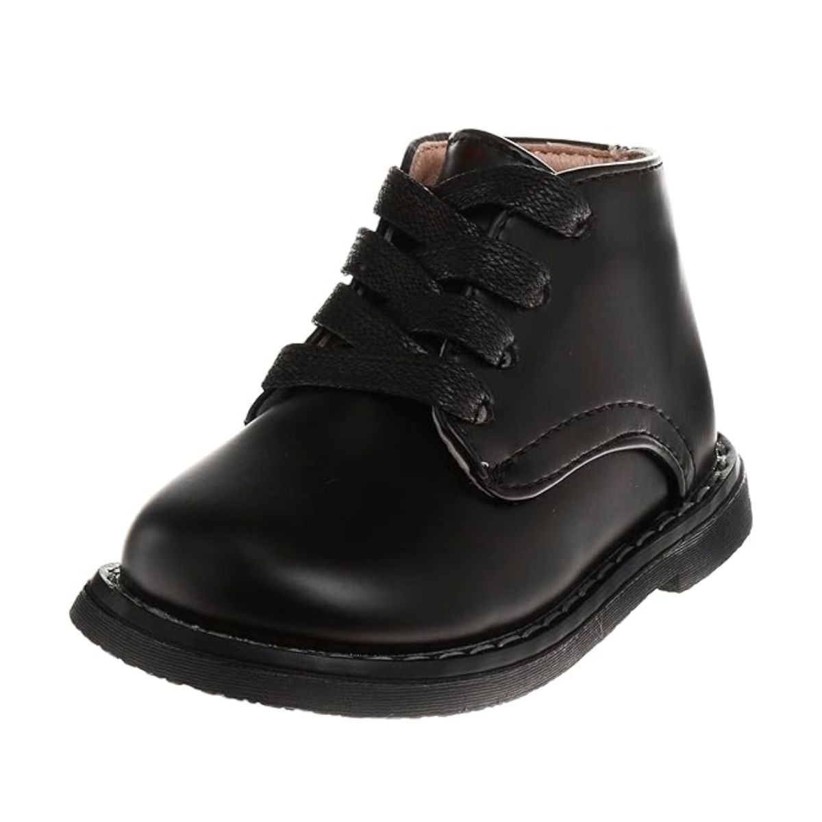 Josmo Baby - Zapatos unisex para caminar para niños y niñas, botas de vestir sintéticas ligeras, suela antideslizante, caña alta, color negro (talla 2 para bebés)