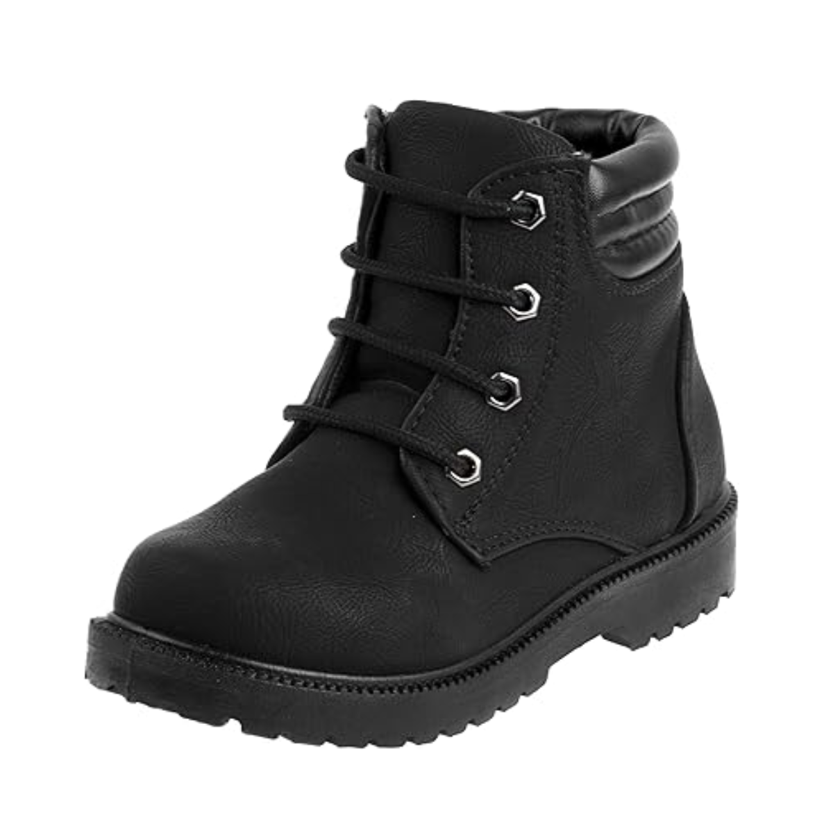 Botas de senderismo para niños Rugged Bear, impermeables, con cordones, cómodas, de estilo urbano, color negro (talla 5 para niños pequeños)