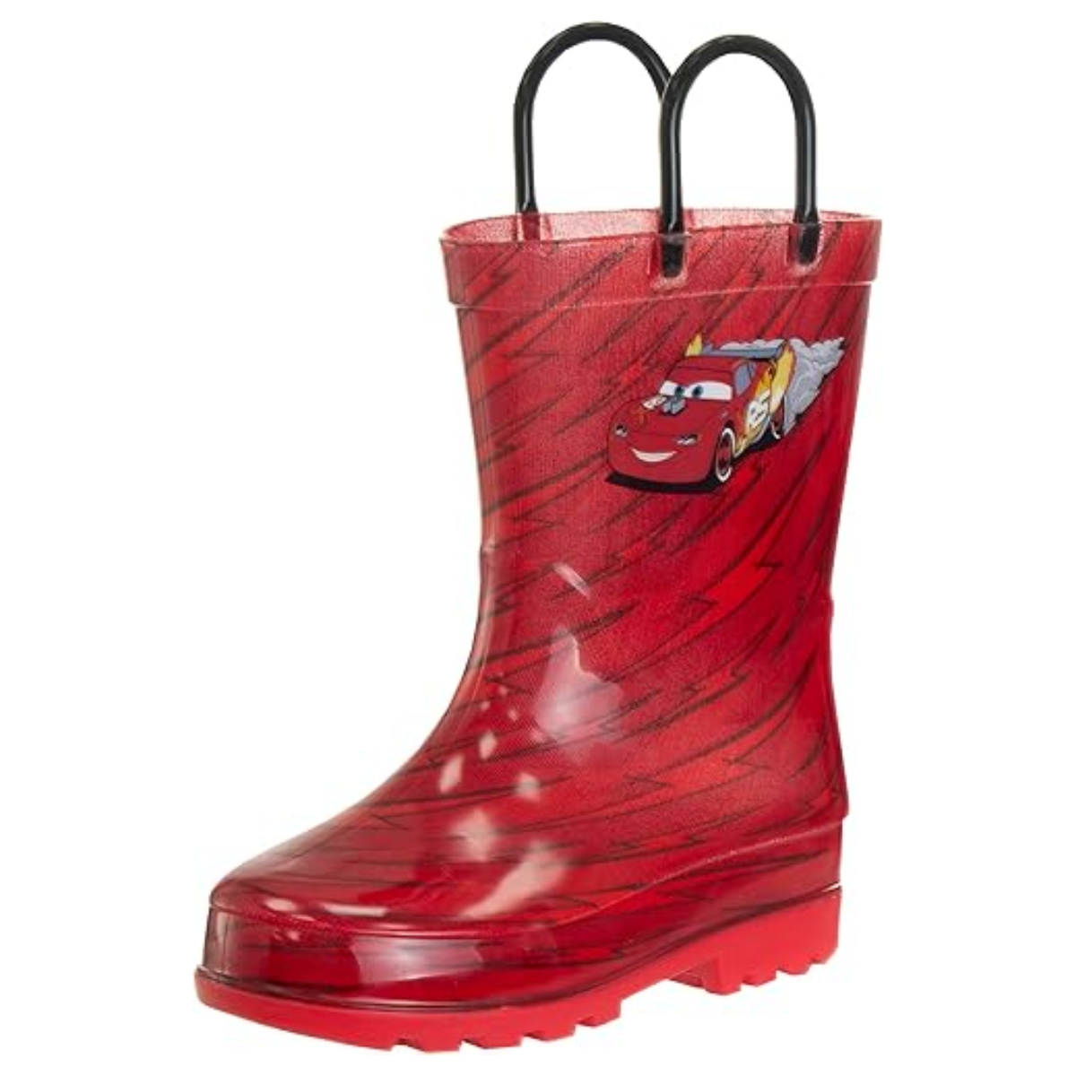 Botas de lluvia impermeables con asa fácil de tirar de Cars Lightning McQueen (para niños pequeños)